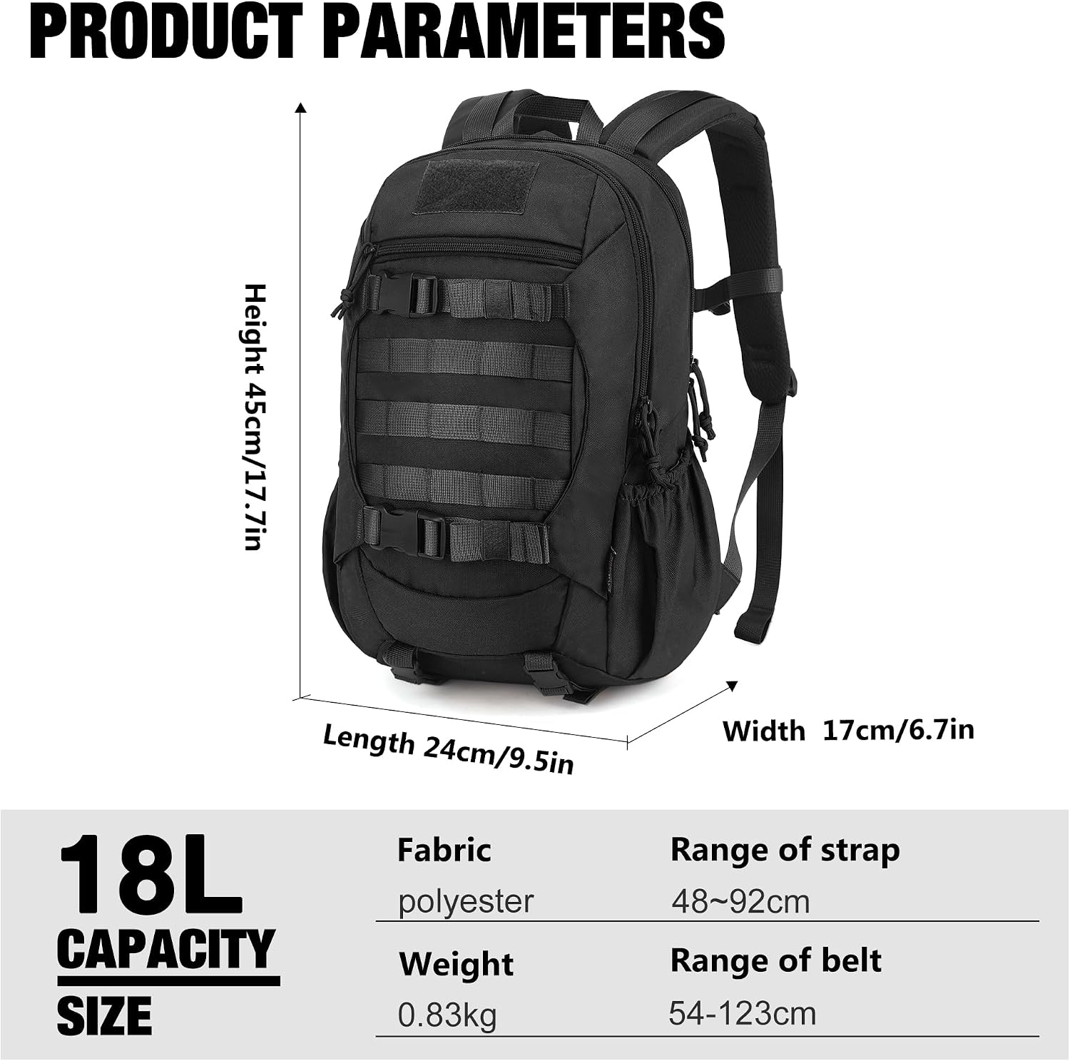 Small Tactical Molle Backpack for Men, 18L EDC Motorcycle Backpack,Hiking Daypack