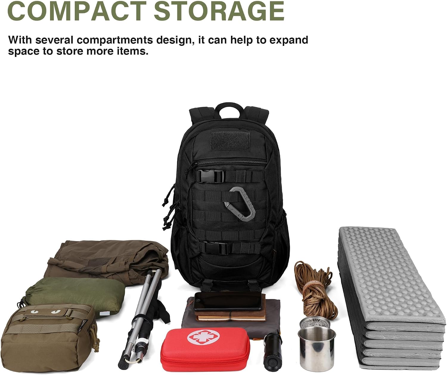 Small Tactical Molle Backpack for Men, 18L EDC Motorcycle Backpack,Hiking Daypack