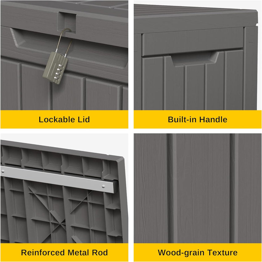 230 Gallon Deck Box. Outdoor Storage Box with Padlock
